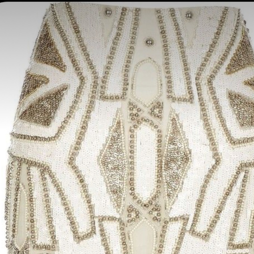 River Island Cream Bead Sequin Mini Skirt